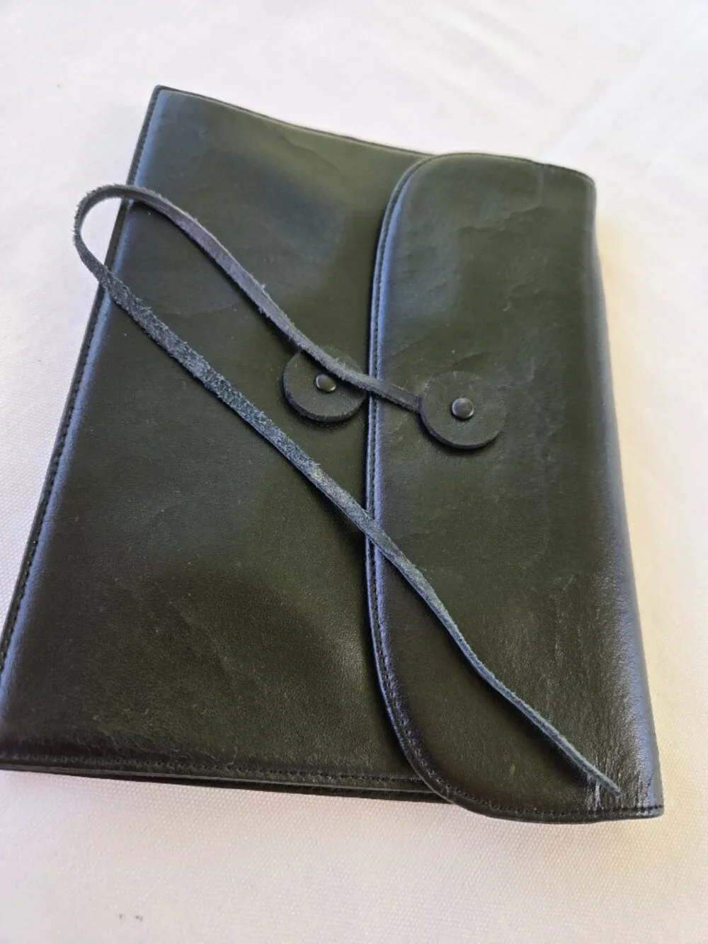 Punctuate Brand Black Leather Folio Pouch Folder